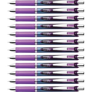 Pentel EnerGel Deluxe RTX Retractable Liquid Gel Pen, Fine Line, Needle Tip, Violet Ink - Pack of 12 - 1 of 2