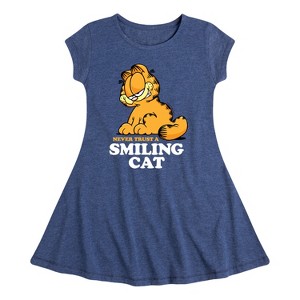 Girls' - Garfield - Never Trust Smiling Cat Fit & Flair Cap Sleeve Dress - 1 of 3