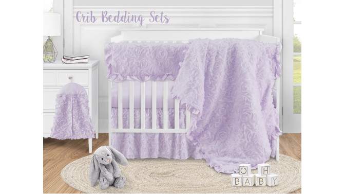 Sweet Jojo Designs Girl Baby Crib Bed Skirt Rose Collection Solid Purple, 2 of 5, play video