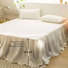 French Linen Bed Skirt with Pleated Frills, 18 Queen, White Ruffle, Soft Farmhouse Bedding 60 X 80 Inches - 3 of 4
