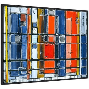 Kate and Laurel BART Horizontal Framed Canvas Wall Art by Leah Nadeau 42 x 32 Sylvie Black, Modern, Abstract Art for Wall Decor, Living Room, Bedroom - 1 of 4