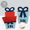 Big Dot of Happiness Boy 16th Birthday - Square Favor Gift Boxes - Sweet Sixteen Birthday Party Bow Boxes - Set of 12 - 3 of 4