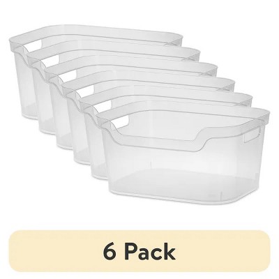 Racxily Large Open Bin, Clear Plastic, Easy Access Bin with Scoop Front
