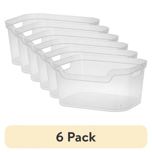 Racxily Large Open Bin, Clear Plastic, Easy Access Bin with Scoop Front - 1 of 4