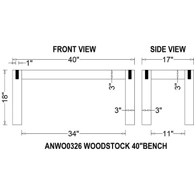 40" Rustic Acacia Wood Bench with Metal Inset
