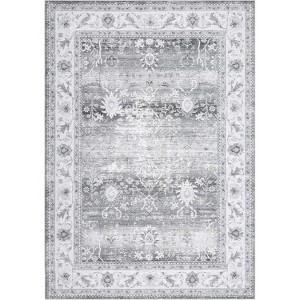 Washable Vintage Oriental Rug, Non-Slip Foldable Carpet, Ultra-Soft Retro Floral Distressed Floor Cover for Living Room Bedroom - 1 of 4