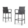 Lyngins Outdoor Wicker Barstools (Set of 2), Modern Outdoor Accent Chair with Faux Rattan & Iron Frame, Patio Counter Height Bar Stools - 2 of 4