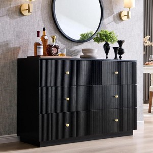 SinCiDo 6 Drawer Fluted Dresser, 47" Wide Wood Chest of Drawers with Deep Storage, Modern Storage Organizer for Bedroom, Living Room - 1 of 4