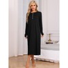 cheibear Women's Knit Scoop Neck Front Half Length Button Down Long Sleeve Nightgown - 2 of 4
