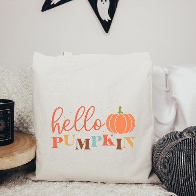 City Creek Prints Hello Fall Square Canvas Tote Bag - 15x16 - Natural