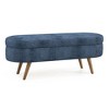 Homy Casa Oval Upholstered Storage Bench with Lift-Top Lid, Blue Fabric Ottoman with Wood Legs - 2 of 4