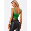INSPIRE CHIC Women's Club Party Velvet Spaghetti Strap Crop Sequined Cami Top - 4 of 4
