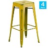 Emma and Oliver Commercial Grade 4 Pack 30" High Backless Distressed Metal Indoor-Outdoor Barstool - 3 of 4