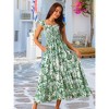 INSPIRE CHIC Women's Summer Boho Smocked Square Neck Cap Sleeve Ruffle Floral Flowy Tiered Maxi Sundress - 2 of 4
