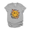 Simply Sage Market S.W.Smiley Be Happy Butterflies Short Sleeve Tee - L - Heather Grey - 2 of 4