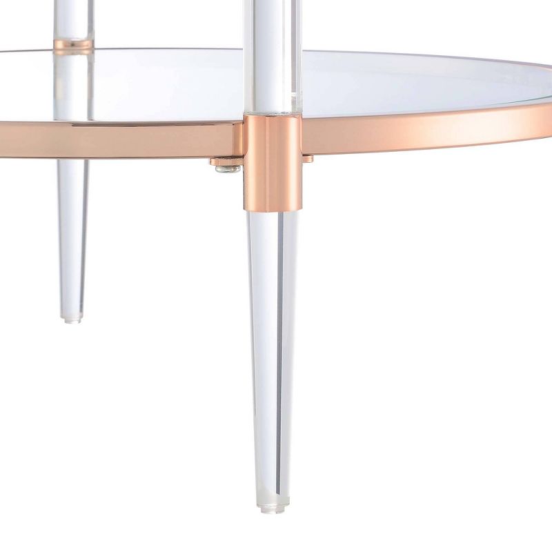 Royal Crest 2 Tier Acrylic Glass End Table Rose Gold/Glass - Breighton Home, 5 of 7