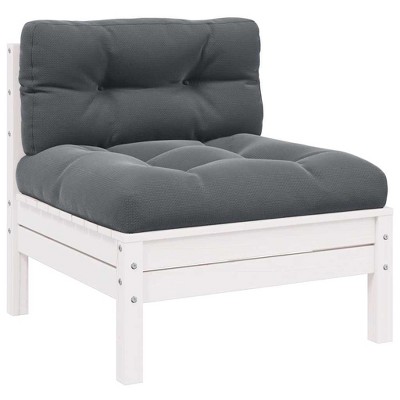 Garden Middle Sofa Solid pine wood, fabric (100% polyester) vidaXL