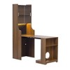 Modern Walnut Foldable Desk with Hutch & Storage ¨C Pet-Friendly Gaming & Home Office Workstation with Cat Bed, Scratching Post, and LED Lighting - 3 of 4