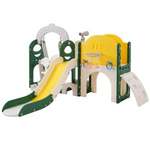 Toddler Slide and Swing Set 7 in 1, Kids Playground Climber Slide Playset with Basketball Hoop,Tunnel for Babies Indoor & Outdoor,yellow - 1 of 4