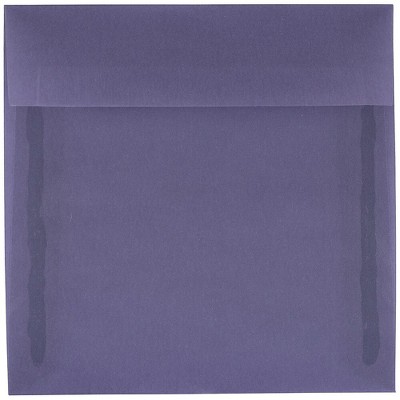 JAM Paper 5.5x5.5 Square Translucent Vellum Invitation Envelope Wisteria Purple PACV504