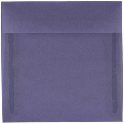 JAM Paper 5.5x5.5 Square Translucent Vellum Invitation Envelope Wisteria Purple PACV504