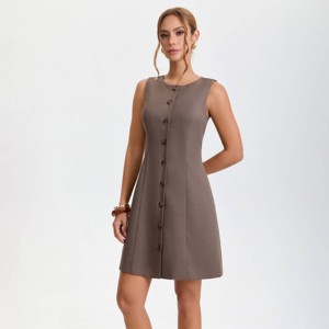 Women's Button-Down Mini A-Line Dress - A New Day™ Army Green - 1 of 4