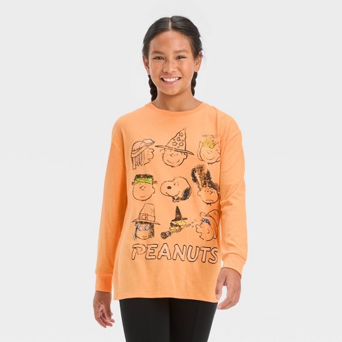 Girls' Long Sleeve Peanuts Oversized Graphic T-shirt - Art Class