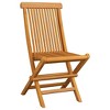 vidaXL Solid Teak Wood Patio Chairs - 4 pcs Set with Cream Cushions, Lightweight, Foldable - 3 of 4