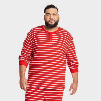 Men's Big & Tall Striped Matching Family Thermal Pajama Top - Wondershop™  Red 3XL