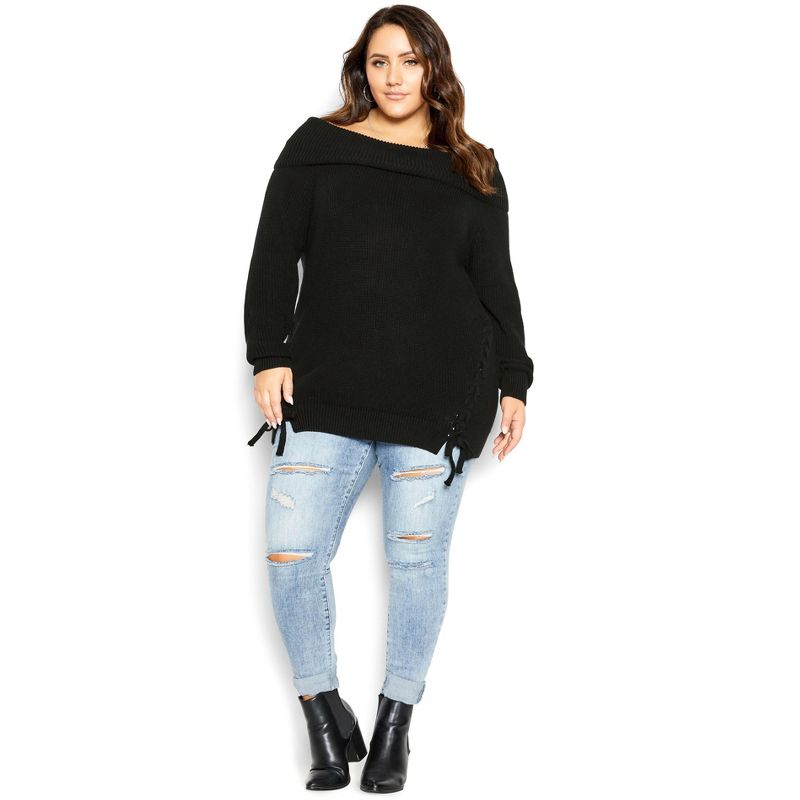 Women's Plus Size Intertwine Sweater - black | CITY-CHIC, 3 of 7