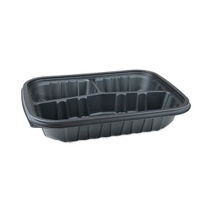 Pactiv Evergreen EarthChoice Entree2Go Takeout Container, 3-Compartment, 48 oz, 11.75 x 8.75 x 2.13, Black, Plastic, 200/Carton - 1 of 4