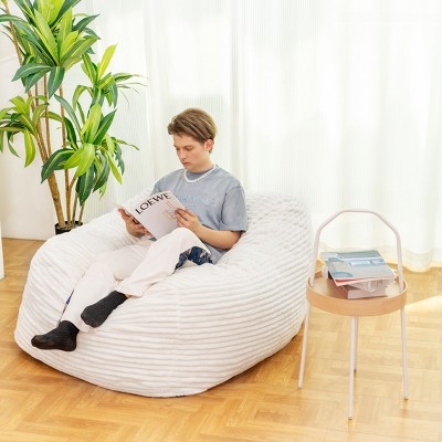 CAVINAS Faux Fur Bean Bag Chair,Lazy Floor Sofa Chair with High Rebound Memory Foam,Cozy Lounge Chair for Living Room