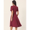INSPIRE CHIC Women's Summer Wrap V Neck Puff Short Sleeve Midi Swing Dress with Pockets - 4 of 4