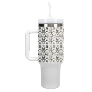 Elanze Designs Vintage Floral Damask Wallpaper Pattern 40 oz. Stainless Steel, Large Water Bottle Coffee Mug, Spill & Leak Resistant, Thermal Travel - 1 of 1