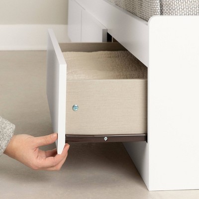 Pure White Twin Wood Frame Bed with 3 Storage Drawers