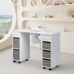 Sevobal Desks Table Nail Desk, Nail Tech Station with Storage Drawers Wrist Cushion Lockable Wheels, White, 40.16"*14.96"*29.53" - 1 of 4