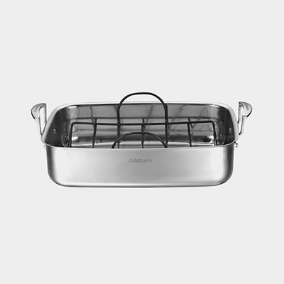 Lexi Home 16.5 inch Non-Stick Carbon Steel Roasting Pan with V-Rack