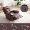 FONTOI Small Rocker Swivel Recliner Chair, Rocker Recliner with Foot Rest and Armrests, Lazy Sofa for Bedroom Living Room, Brown, 32.2"*39.3"*34.2" - 4 of 4
