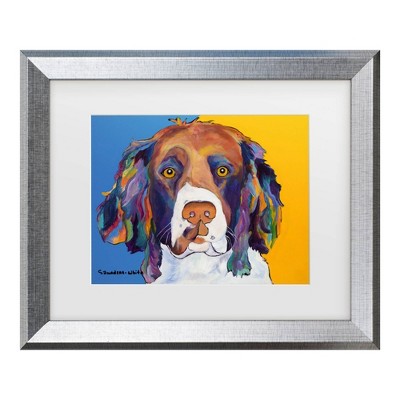 Trademark Fine Art Pat Saunders-White Snuggles Portrait Matted Framed Art Black