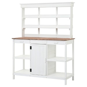 Gulches 66" White Farmhouse Garden Workstation with Planter Stands and Holders - 1 of 4