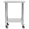 vidaXL Kitchen Work Table with Wheels 31.5"x17.7"x33.5" Stainless Steel - 3 of 4