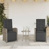 vidaXL 3 Piece Bistro Set with Cushions Gray Poly Rattan - 3 of 4