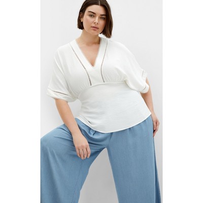 Women's Plus Size Island Sun Top - white | CITY CHIC
