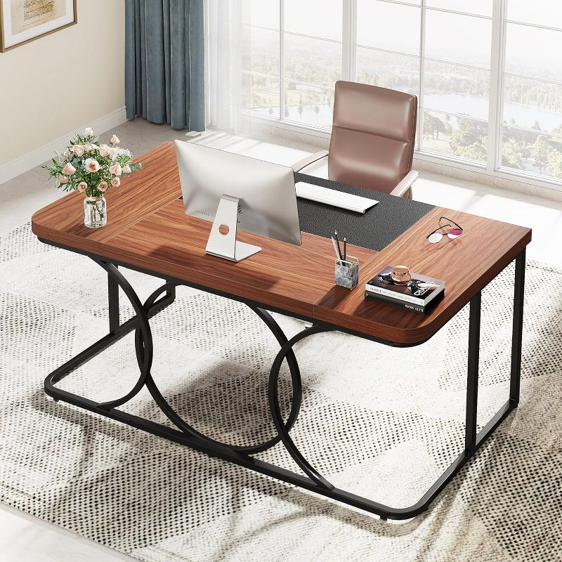 Tribesigns 62-inch Office Computer Desk, Large Executive Desk with Metal Frame, Simple Writing Desk Study Table Workstation for Home Office, 4 of 10