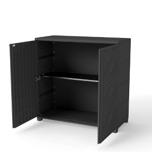 Decksplore Weatherproof Storage Cabinet - Horizontal Outdoor Shed Tucks Under Fences for Patios/Backyards - 1 of 4