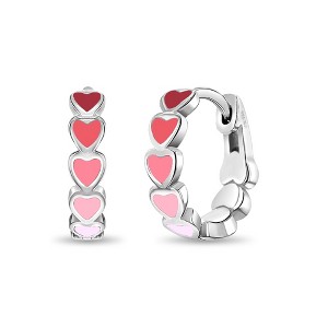 Girls' Heart Cascade Huggie Hoop Sterling Silver Earrings - In Season Jewelry - 1 of 4