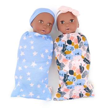 LullaBaby Twin Dolls Set With Floral And Star Sleep Sacks