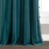 Luxury Vintage Velvet With Silky Pompom Trim Window Curtain Panel Blue Single 52X84 - image 4 of 4