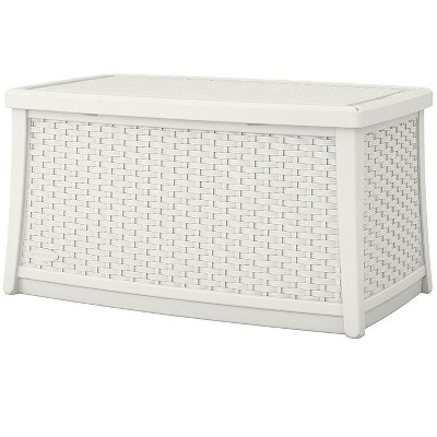 White Resin Wicker Outdoor Coffee Table with Storage