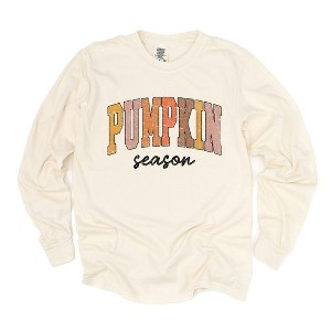 Simply Sage Market Women's Pumpkin Season Grunge Long Sleeve Garment Dyed Tee - 1 of 4